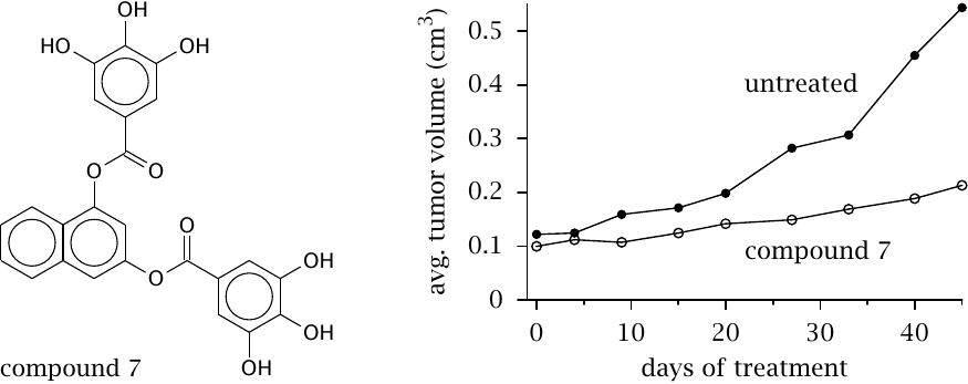 Structure of an experimental inhibitor of fatty acid synthase, and
                    experimental data on its anti-tumor effect in mice