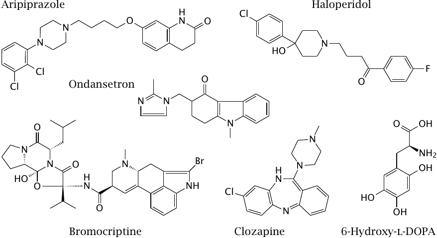 Drugs that interact with dopaminergic and serotoninergic synapses