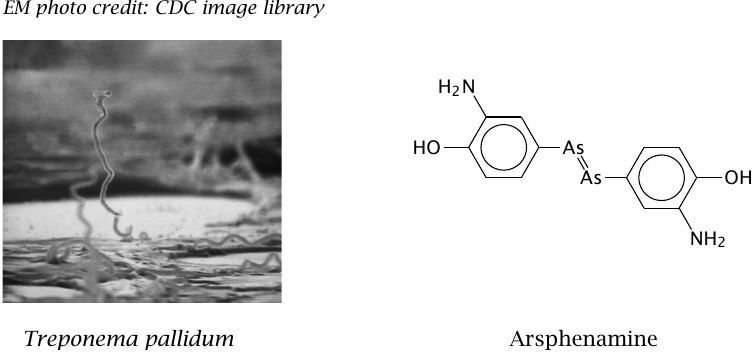 Arsphenamine, the first modern antibacterial drug