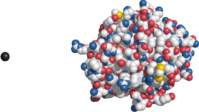 A very small drug particle and a very large one